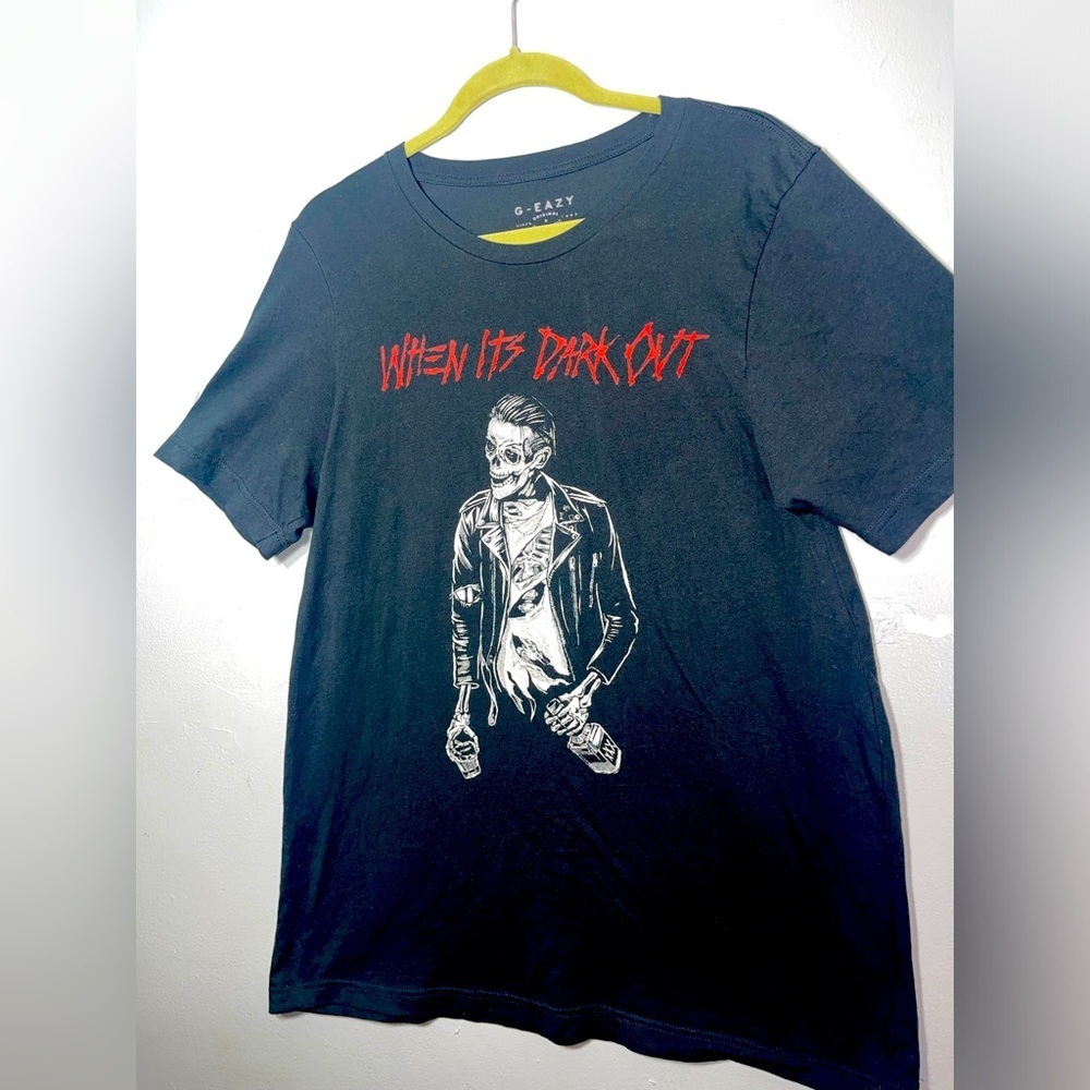 G-Eazy Concert Tee Original Since 1989 When It’s Dark Out T-Shirt Black Skeleton